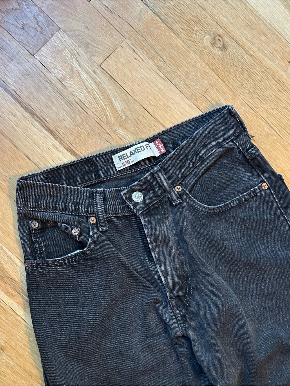 Vintage Levi 550s Washed Black Straight Leg Jeans
